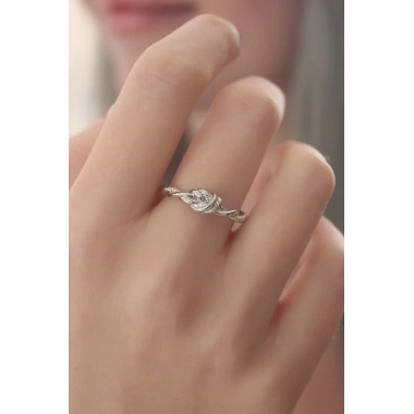 Gümüş Renk Halat Düğüm Model Kadın Yüzük