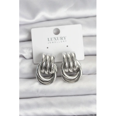 Gümüş Renk Halka Modelli Pirinç Kadın Küpe