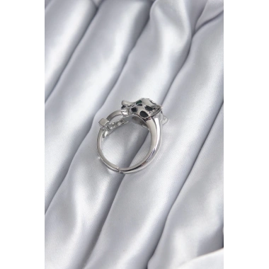 Gümüş Renk Kaplan Model Zirkon Taş Detay VİP Kadın Yüzük