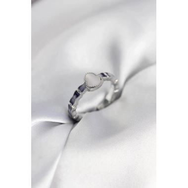 Gümüş Renk Mineli Su Kabağı Model Kadın Yüzük