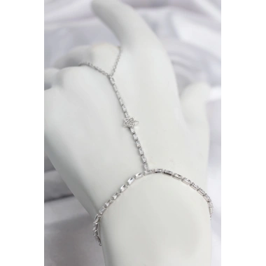 Gümüş Renk Pirinç Zirkon Taşlı Yıldız Model Şahmeran