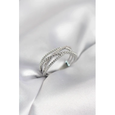 Gümüş Renk Sarmal Model Kadın Yüzük