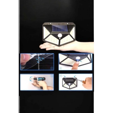 Güneş Enerjili Bahçe Aydınlatma Lambası Solar 100 Led Lamba