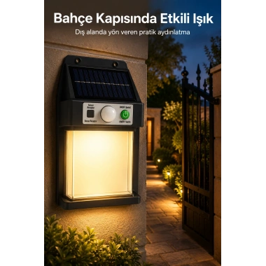Güneş Enerjili Sensörlü Solar Aplik Dış Mekan Kapı Bahçe Teras Duvar Aydınlatma