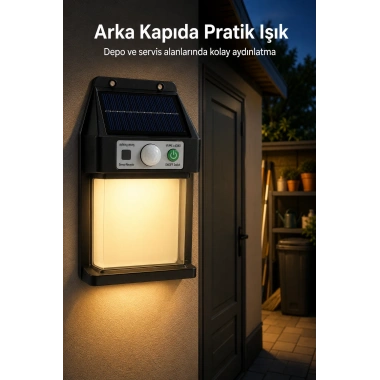 Güneş Enerjili Sensörlü Solar Aplik Dış Mekan Kapı Bahçe Teras Duvar Aydınlatma