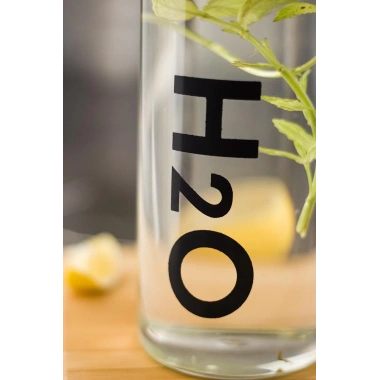 H2o Borosilikat Cam Matara Vakum Kapaklı Su Şişesi Suluk Siyah 1000 ML