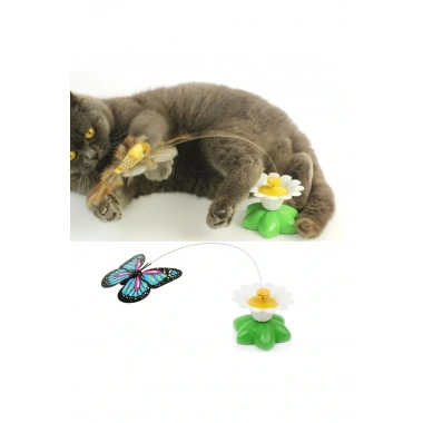 Hareketli Pilli Kelebek Kedi Oyuncağı