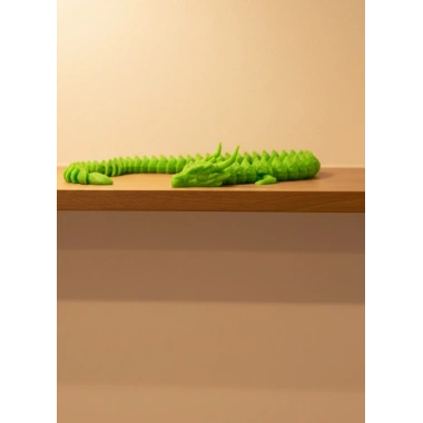 Hareketli Yeşil Ejderha Figür Uzun Gövdeli Koleksiyonluk Tasarım