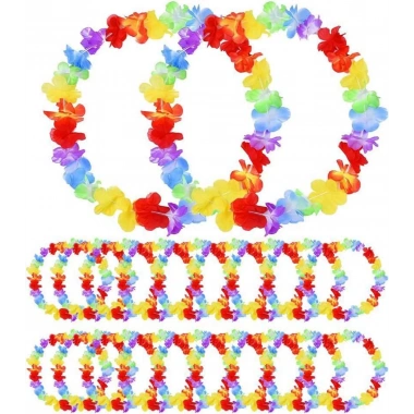 Hawaii Çiçekli Boyun Kolyesi - Renkli Tropikal Parti Leisi 12 Adet