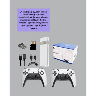 HDMI Çıkışlı Kablosuz 2 Kollu 4K Retro Oyun Kutusu