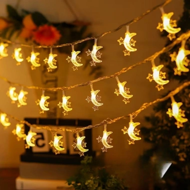 Hilal ve 3 Mini Yıldız Şekilli 3.5 Metre USB LED Işık – 20 LED’li Dekoratif Ramazan Dekorasyonu ve Ortam Aydınlatması hakkında ürün açıklaması (5468)
