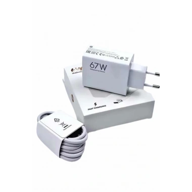 Hızlı Şarj Aleti Adaptörü Kablo Seti 67W Uzun Ömürlü Beyaz