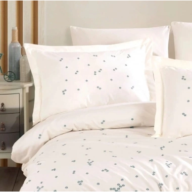 Hobby Çift Kişilik Poplin Premium Nakışlı Nevresim Spring Krem