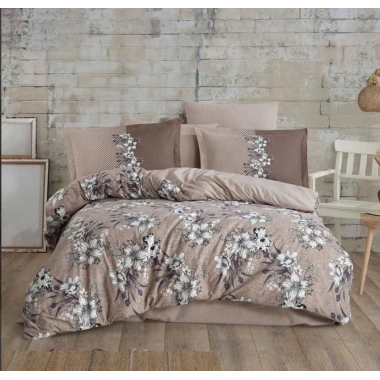 Hobby Çift Kişilik Ranforce Nevresim Takımı Elvira Kahve