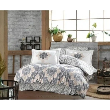 Hobby Kingsize Poplin Nevresim Amanda Gri