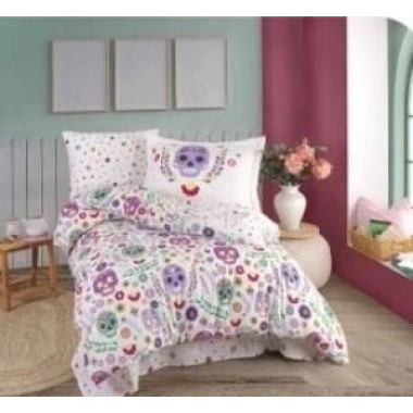 Hobby Tek Kişilik Poplin Nevresim Takımı Alice Mor