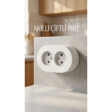 İkili Beyaz Topraklı Priz Sıva Üstü Duvar Kullanımı