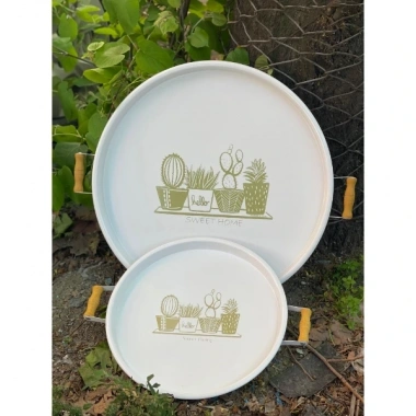 İkili Yuvarlak Sunum Tepsisi Seti