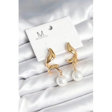 inci Detaylı Sarmal Model Gold Renk Pirinç Kadın Küpe