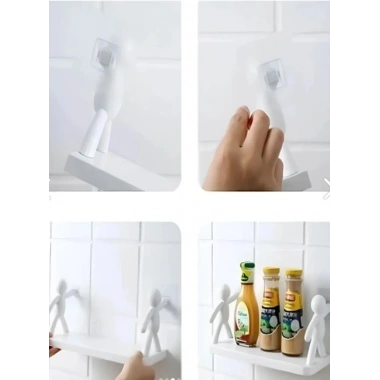 İnsan Figürlü Yapışkanlı Çok Amaçlı Duvar Rafı