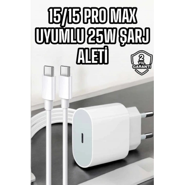 İOS Uyumlu Type-C Girişli Hızlı Şarj 15/15 Pro Max Adaptör ve Kablosu