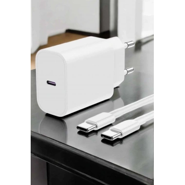 İOS Uyumlu Type-C Girişli Hızlı Şarj 15/15 Pro Max Adaptör ve Kablosu