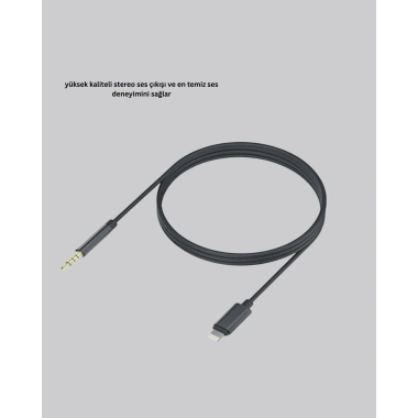 iPhone Uyumlu Lightning – 3.5mm Aux Adaptör Kablo Stereo Ses Aktarım