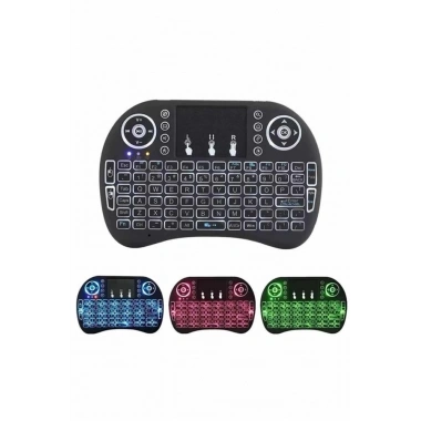 Işıklı Kablosuz Mini Klavye ve Dokunmatik Mouse Seti Türkçe Kablosuz