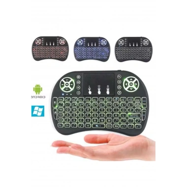 Işıklı Kablosuz Mini Klavye ve Dokunmatik Mouse Seti Türkçe Kablosuz