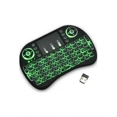 Işıklı Kablosuz Mini Klavye ve Dokunmatik Mouse Seti Türkçe Kablosuz