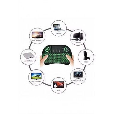 Işıklı Kablosuz Mini Klavye ve Dokunmatik Mouse Seti Türkçe Kablosuz