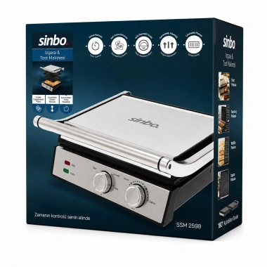 IZGARA VE TOST MAKİNESİ 4 DİLİM YAPIŞMAZ YÜZEY 2000W SSM-2598 (5468)