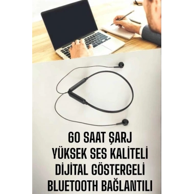 Kablolu Boyun Askılı Dijital Göstergeli Bluetooth Kulaklığı 60 Saat