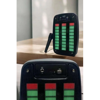 Kablosuz Bluetooth Hoparlör Taşınabilir 6.5 inç LED Işık Kareoke