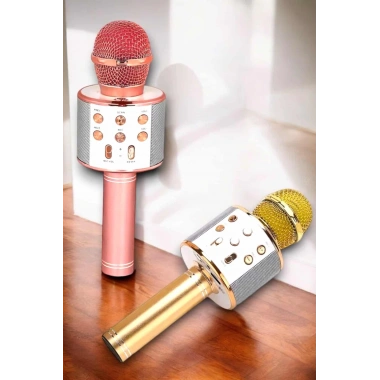 Kablosuz Bluetooth Karaoke Mikrofon USB ve AUX Girişli, Yüksek Ses Kalitesi
