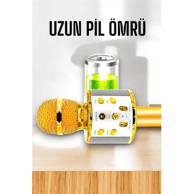 Kablosuz Bluetooth Karaoke Mikrofon USB ve AUX Girişli, Yüksek Ses Kalitesi