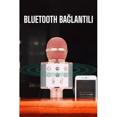 Kablosuz Bluetooth Karaoke Mikrofon USB ve AUX Girişli, Yüksek Ses Kalitesi