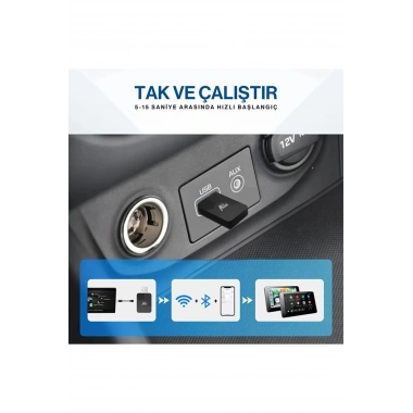 Kablosuz CarPlay & Android Auto Adaptörü - Apple ve Android Cihazlar İçin Evrensel Wireless Carplay Çevirici