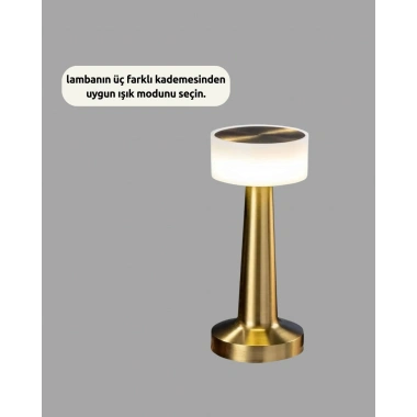 Kablosuz Dokunmatik Masa Lambası – Şık Modern Metal Gövde, USB Şarjlı