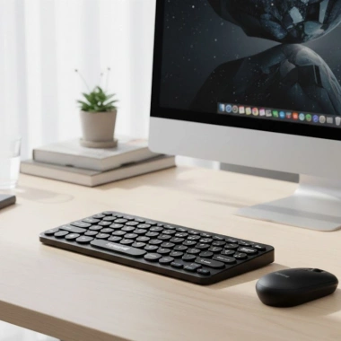 Kablosuz Lacivert Bluetooth Klavye Mouse Seti – Yuvarlak Tuşlu Tasarım, Türkçe Q Dizilim, Taşınabilir, Ev ve Ofis Kullanımına Uygun (5468)