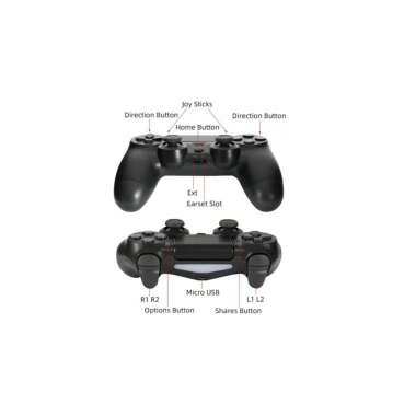 Kablosuz PS4 Oyun Kolu | Wireless Joystick Gamepad | Titreşimli DualShock Uyumlu – Siyah