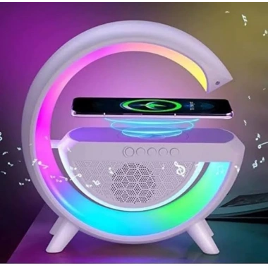 Kablosuz Telefon Şarj Bluetooth Hoparlör Istasyonu Ses Rgb Atmosfer Gece Işık Bt-2301 (5468)