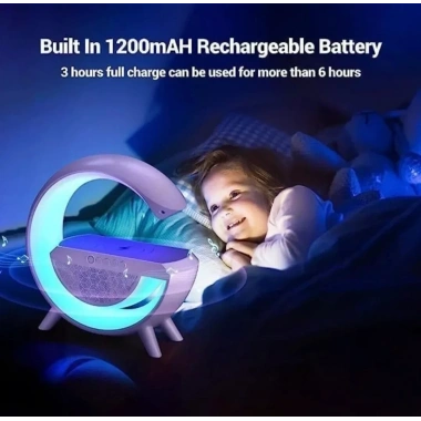 Kablosuz Telefon Şarj Bluetooth Hoparlör Istasyonu Ses Rgb Atmosfer Gece Işık Bt-2301 (5468)