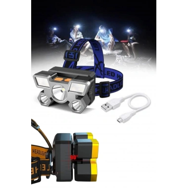 Kafa Lambası 800 Lümen 4 Mod Yüksek Işık Flaşörlü Şarjlı Led Lamba
