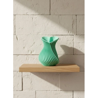 Kalpli Turkuaz Dekoratif Vazo 24 cm Modern Şık Tasarım