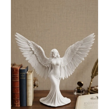Kanatlı Melek Figürü 3D Baskı Dekoratif Heykel Biblo Ev Ofis Aksesuarı