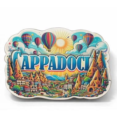 Kapadokya Temalı Ahşap Buzdolabı Magneti Model 1