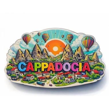Kapadokya Temalı Ahşap Buzdolabı Magneti Model 5