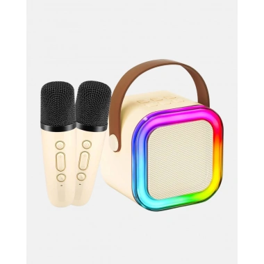 Karaoke Hoparlör Taşınabilir Çift Mikrofonlu ve LED Işıklı Bluetooth 5.0
