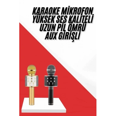 Karaoke Mikrofon Dahili Hoparlörlü Sd-usb-aux Girişli Bluetooth Hoparlör